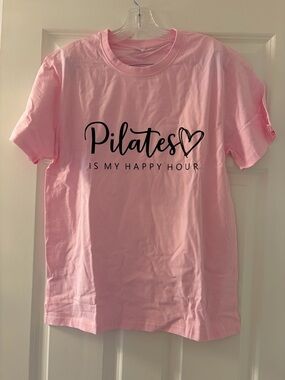 NWT Pink 'Pilates Is My Happy Hour' Graphic Tee